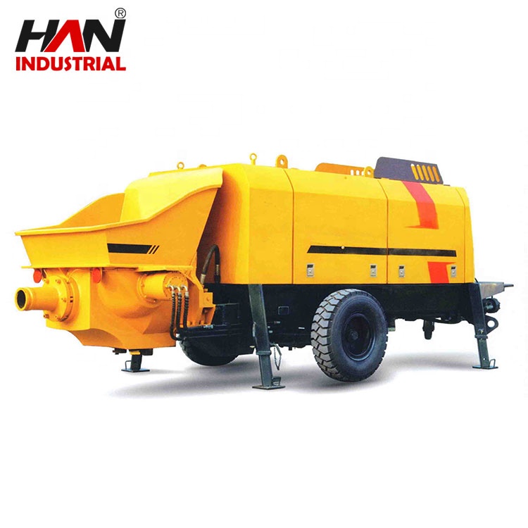 small portable concrete trailer pump mounted with diesel engine